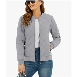 Diamond Quilted Jackets Lightweight Casual Bomber Jacket Warm Winter Coat